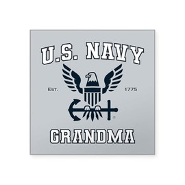 CafePress U.S. Navy Grandma Blue and White Square Bumper Sticker Car Decal