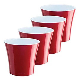 Santino Self Watering Planters Arte 4.3 Inch Red-Pearl/White Flower Pots Set of 4