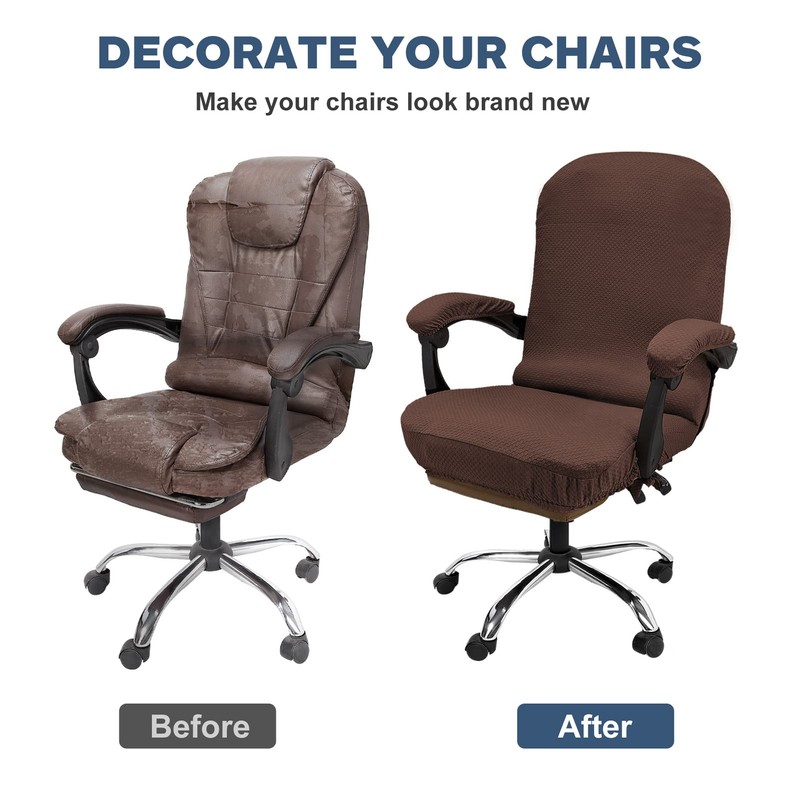 NeColorLife Stretchable Office Chair Cover with Armrest Covers – High-Back