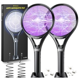 Minimoon 2Pack Electric Fly Swatter with LED Display, 2000mAh Rechargeable Fly Swatter Racket, 2500V Bug Zapper Racket Dual Modes, Mosquito Killer Lamp with 3 Layers Safety Mesh for Indoor Outdoor