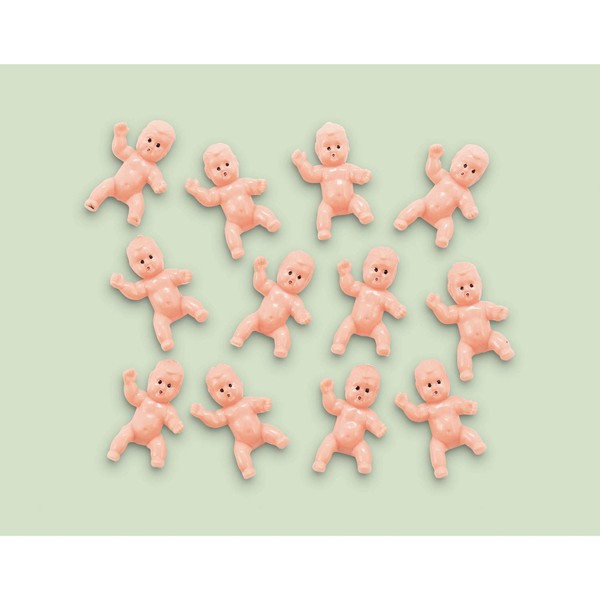 Natural Miniature Babies Plastic Favors - 1.5" x 0.75" (Pack Of 12) - Adorable Baby Shower Decorations & Party Gifts