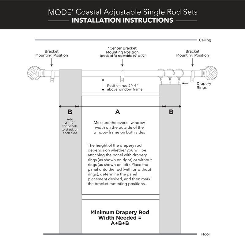 MODE Coastal Collection 1 1/8" Diameter Curtain Rod Set with