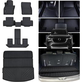 Floor Mats & Cargo Liners for 2024 2025 Mazda CX-90 PHEV 6&7 Seats-2 Row Bucket seat（Not Suitable for 8 Seats） TPE All Weather Protection 3 Rows Car Floor Liners & Trunk mat for CX90