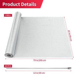 Exhaust Heat Shield Automotive 16"x80", Embossed Aluminum Heat Shield Kit with 40 Stainless Steel Zip Ties Cable Metal for Car Muffler Exhaust Wrap High Temp Thermal Barrier Battery