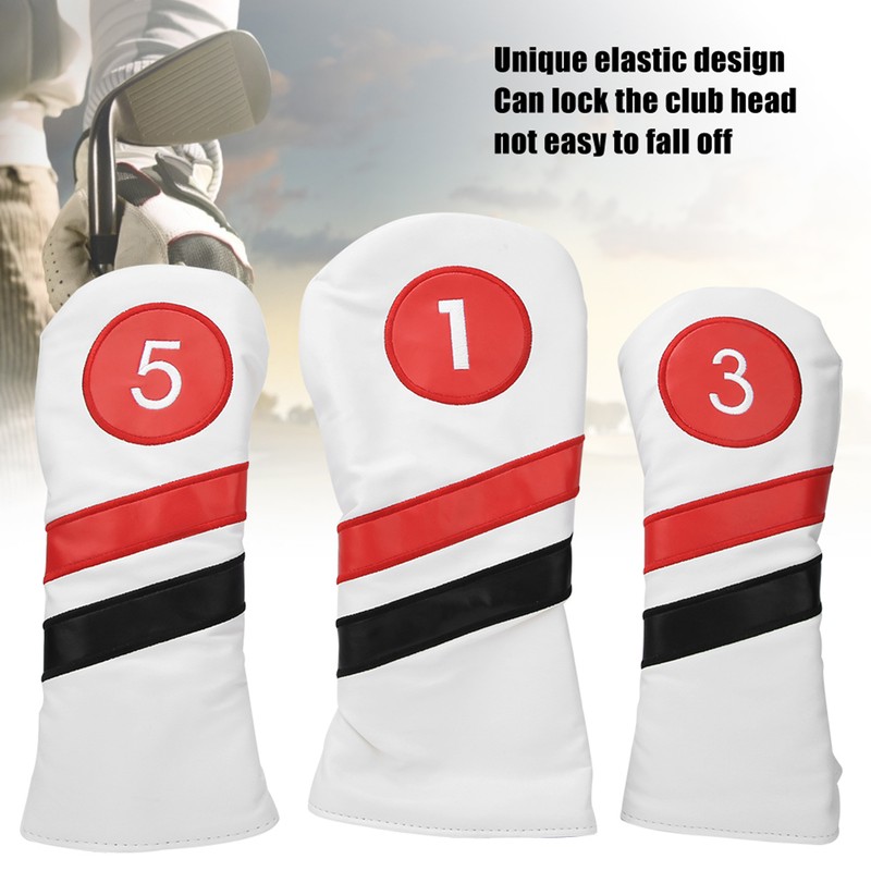 3PCS PU Leather Waterproof Thicken Lining Golf Putter Head Cover