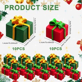 Small Christmas Gifts - 20-Piece Mini Christmas Tree Ornaments Set, Resin Decorations, Red and Green Gift Box Design, Ideal for Trees, Tables, and Holiday Decor