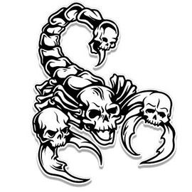 Scorpion Skulls - 8" Vinyl Sticker - for Car Laptop I-Pad - Waterproof Decal