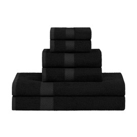 Superior 18-Piece Cotton Assorted Towel Set, includes 8 Face Towel, 6 Hand, and 4 Bath Towels, Home, Bathroom, Guest Bath Essentials, Quick Dry, Absorbent, Franklin Collection - Black