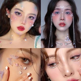 8 Pcs Pearl Sticker Pearl Seal Face Sticker Pearl Beads Makeup Deco Sticker 3/4/5/6/8/10/12mm Face Decoration Decoration Parts Rhinestone Sticker Eye Makeup Decoration Parts Pearl Nail Parts