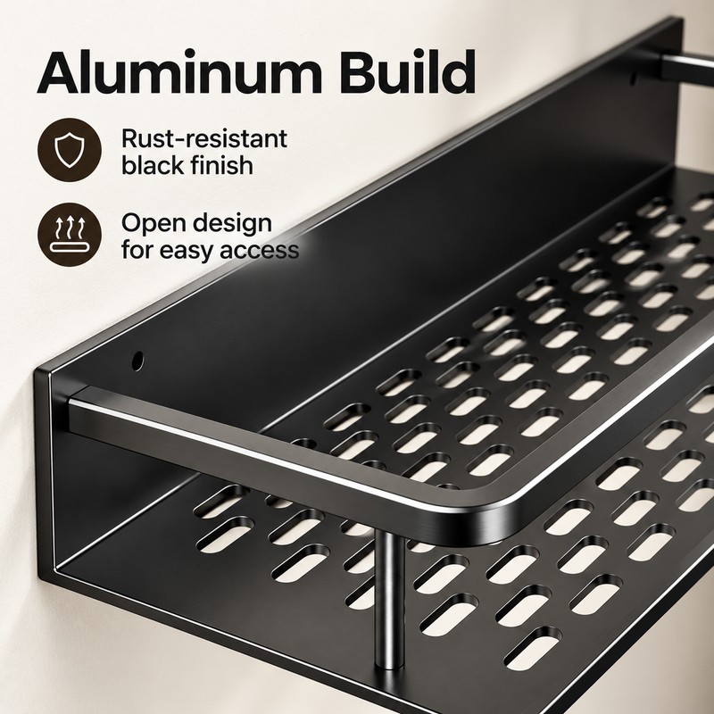 Wall Mounted Aluminum Storage Shelf for Kitchen & Bathroom –