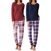 Ekouaer 2 Pack Womens Pajamas Set Long Sleeve Sleepwear Top