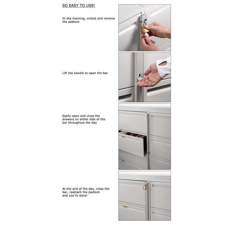 Guardianite File Cabinet Locking Bar. Fits 4 and 5 Drawer