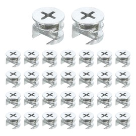 sourcing map Furniture Cam Lock Fasteners 15 x 12mm, 30Pcs Cam Lock Nut Connectors Fittings, Joint Connector Locking Nuts for Cabinet, Drawer, Wardrobe, Panel Connecting, White