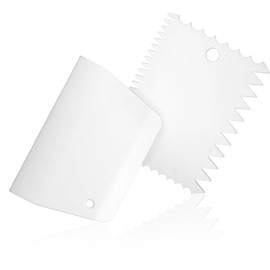 2Pcs Adhesive Spreader, Plastic Trowel Set Notched Glue Applicator Kits Reusable Plastic Epoxy Scrapers White Hardwood Flooring Spreader for Applying Glue Epoxy Resin Putty Paint