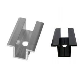 NAKA Aluminium Centre Clamp PV Solar Panels Pack of 10 Black Anodised Photovoltaic Mounting Rail Accessories for Module Height 25-40 mm Solar Module Clamp for Mounting Aluminium Profiles 50 mm