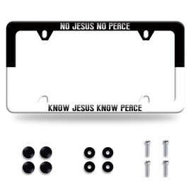 No Jesus No Peace Know Jesus Know Peace License Plate Frame Christian License Plate Personalise Stainless Steel Auto Parts Funny License Plate Decoration with Screws Size 12.3 x 6.3