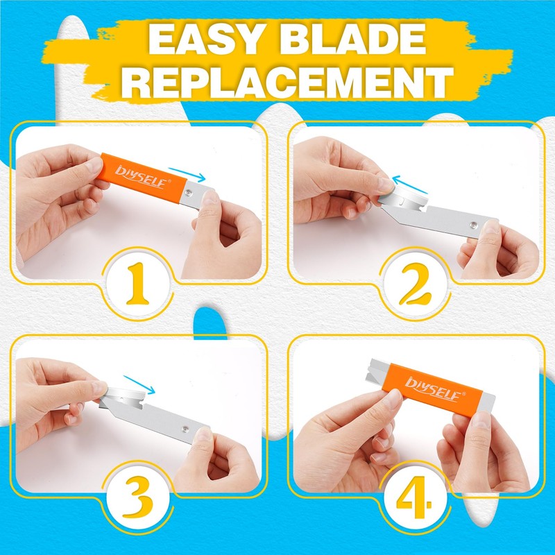DIYSELF 24 Pack Box Cutter Utility Knife, Single Edge Razor