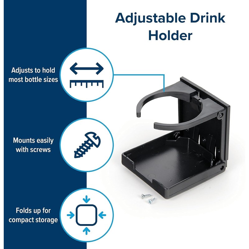 Folding and Adjustable Drink Holder,Adjustable Folding Drink Holder with Screws,Universal