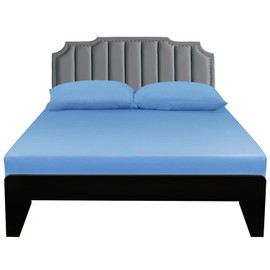 Lirex Fitted Sheet, Twin XL Size 100% Cotton 300 Thread Count Soft Breathable Fitted Sheet, 100x200cm, Sky Blue