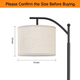 OUTON Drum Lamp Shades for Floor Lamps, 13" Top x13 "Bottom x 10" High, Easy to Assemble, Replacement Linen Lampshades for Table Lamps & Bedside Lamps (1.65" Spider)