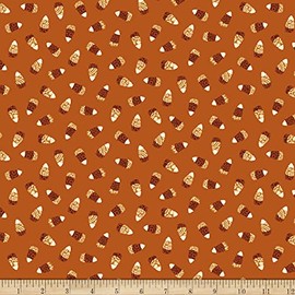 Studio E Spooky Night Damask Candy Corn Orange, Fabric by the Yard