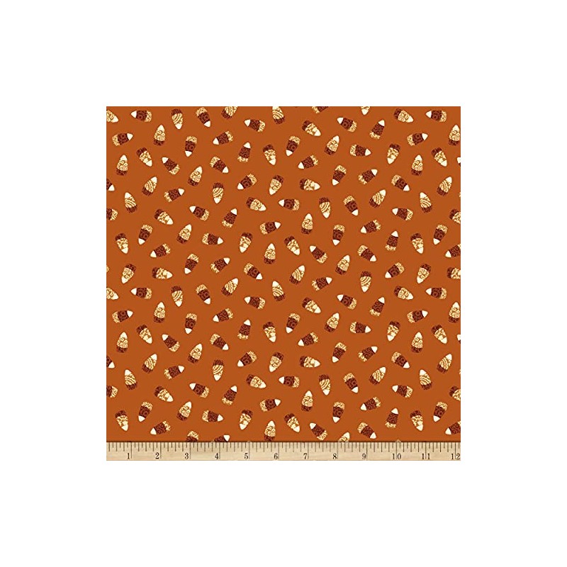 Studio E Spooky Night Damask Candy Corn Orange, Fabric by