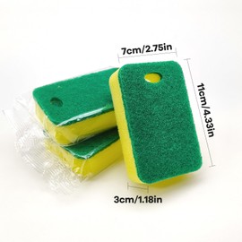 (64Pack)Kheoxusa Individually Wrapped Sponges,Sponge Individually Wrapped,Individually Wrapped Sponges Bulk Packed for Cleaning Dishes Kitchen Scrub Dish Non Scratch Scrubber Mini Bulk Round-With Hole