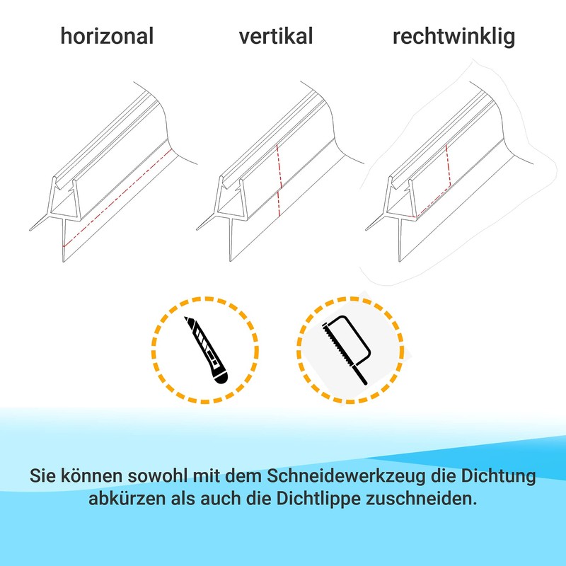 WITEN&NOCK 2 x 80 cm Shower Seals with Double Lip