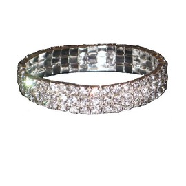 Stretch Row Diamante Evening Prom Bracelet, Nickel-free