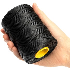 9-Ply Black String Waxed Twine, 660 Feet per Roll Heavy Duty Twine String, Black Cable Tie Down Wax Lacing Cord for Indoor or Outdoor Use,Thick Black Twine Wax String with 160 LBS Tensile Strength (1)