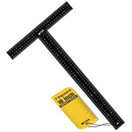 Better Office Products T Square, 18 inch Metal T Ruler, Carbon Steel, Double Sided Standard & Metric Laser Printed, Drafting - Architect - Set Square Companion Ruler, Black