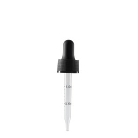 The Bottle Depot - 20-400 Dropper With Rubber Bulb and Glass Pipette (Tube Height 76mm) - 400 Pack - Black - Wholesale - Fits 1oz