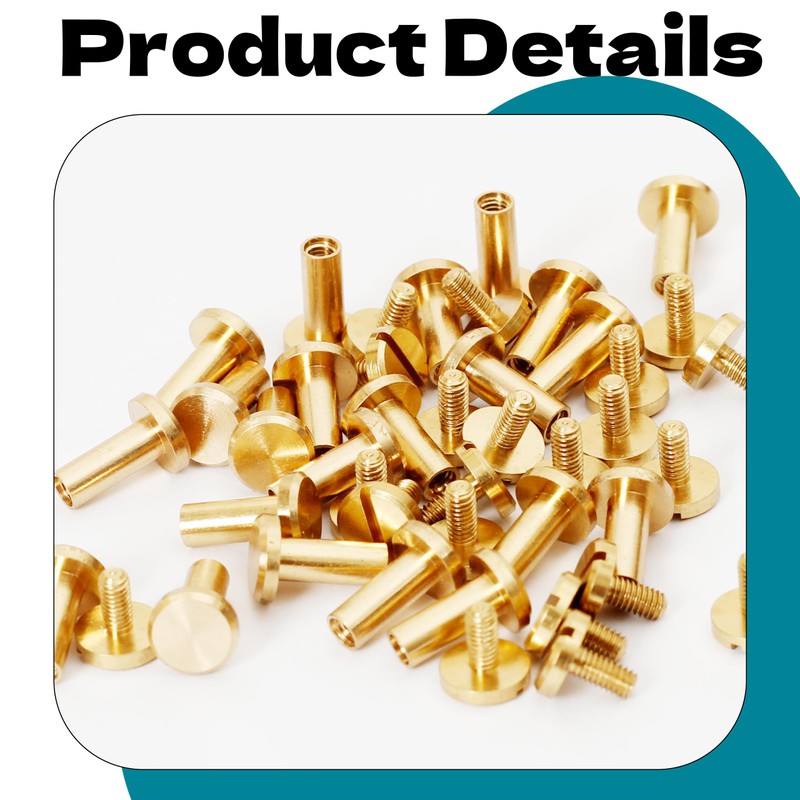 Zhooooonglf Brass Chicago Screws 8×4×9mm 20Pack Rivets Bookbinding Stud Screws