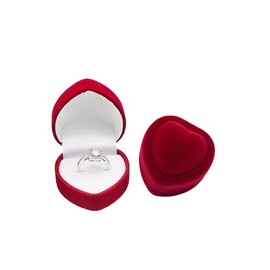 Velvet Heart Shaped Ring Box - Anniversary Wedding Ring Earrings Box - Valentine’s Day Small Box - Jewelry Presentation Box Case Jewelry Organizer Red Jewelry Boxes (Red, 44 * 43 * 32mm)