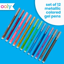 Ooly Color Sheen Metallic Gel Pen Set, 1.00mm Fine Point Shimmer Pens for Kids Adults Art Supplies and Stationery Supplies [12 Metallic Pens]