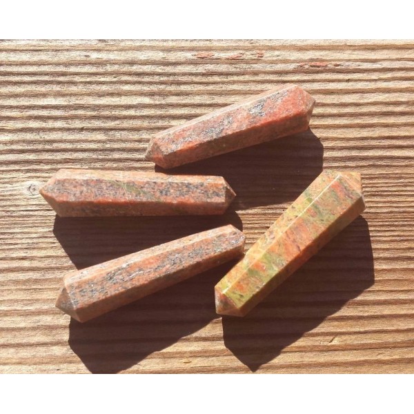 NATURAL UNAKITE DOUBLE TERMINATED GEMSTONE CRYSTAL PENCIL POINT (ONE)