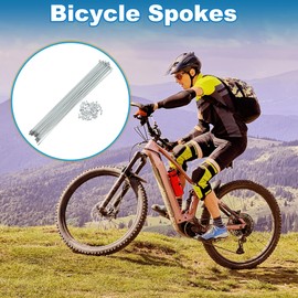 A ABSOPRO 36 Set 14G Bicycle Spokes 251mm Bike Wheel Spokes Galvanized Carbon Steel Silver Tone