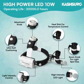 KASHSURG Surgical Headlight Dental Headlamp Wireless Portable Cold LED Light Source Ent Endoscopy 10W (Adjustable Focus of Light)