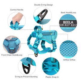 Forestpaw Tactical Cat Harness for Walking,Breathable Air Mesh Cat Vest Harness,Adjustable Escape Proof Cat Harness with Soft Padded Handle,Molle Patches,Blue