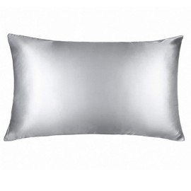 NTBAY Zippered Natural Mulberry Silk Pillowcase for Hair and Skin, Both Side 19 Momme Pure Natural Silk, 1 Pack Pillow Case, King Size, Silver Grey
