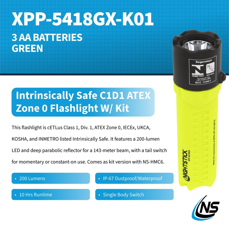 Nightstick XPP-5418GX-K01 Intrinsically Safe Flashlight Kit w/Helmet Mounts - 3
