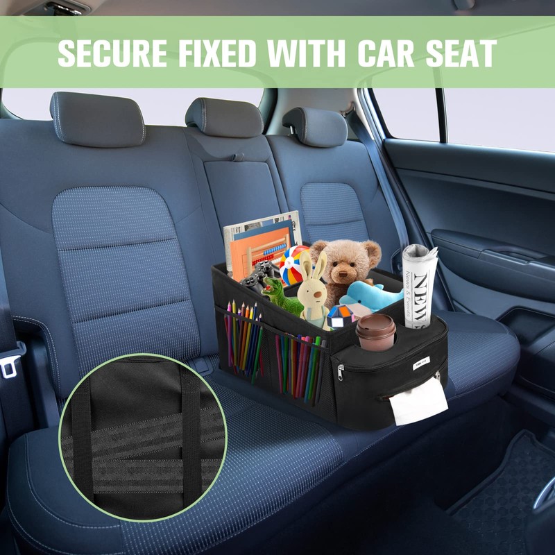 FUNNy elf Passenger Seat Organizer, Collapsible Car Storage with Partitions