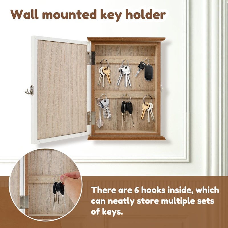 Wooden Key Box Wall Mount Wooden Key Holder Decorative Wall