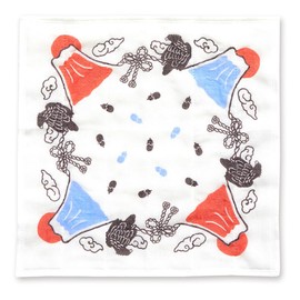 JIKAN STYLE 02162 Knotted Fabric Towel, Mt. Fuji Lucky, Individual Packaging, Present, Gift, Made in Japan, Approx. 11.8 x 11.8 inches (30 x 30 cm), 02162 (Man Fuji Hatsuji)