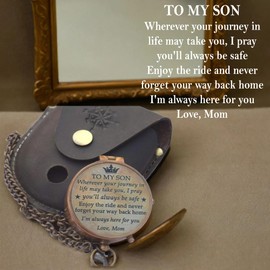 Antiqued Brass| Romantic Gift Ideas for Him/her - Husband Gift, for Men | Small Pocket Compass | Collectibles Gallery