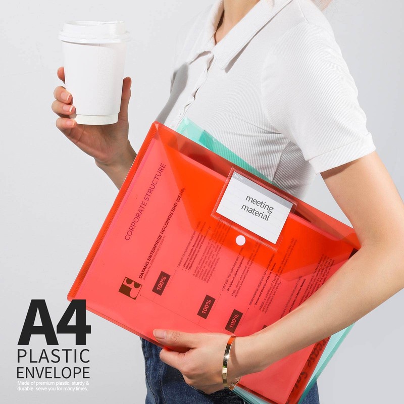 LEOBRO File Folders for Documents, 4 Pcs Plastic Folders with