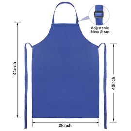 2 Pack Waterproof Rubber Vinyl Apron 40 Inch Chef Aprons for Men Heavy Duty Chemical Work Apron Extra Long Grilling Aprons with Adjustable Bib Apron for Dishwashing Lab Butcher Cooking Kitchen Blue