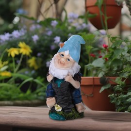 Relaxdays Garden gnome with carry basket, weatherproof, frost-proof, H x W x D: 24 x 11 x 10 cm, garden gnome, artificial stone, colourful