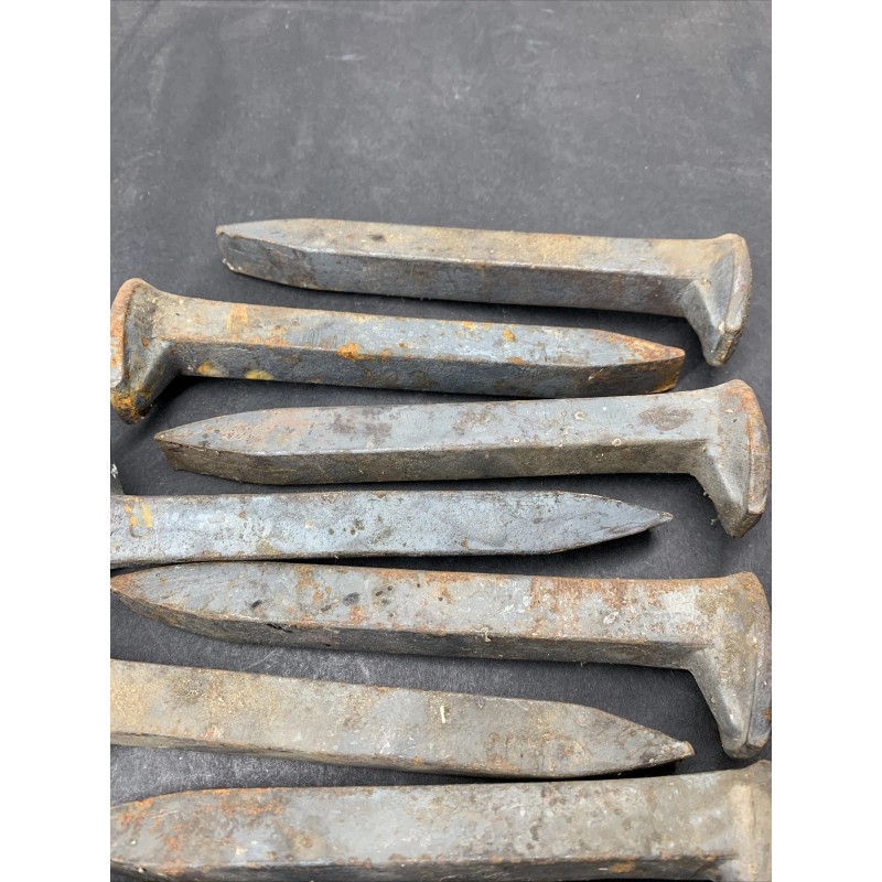 10 Railroad Spikes - Little Surface Rust - New -