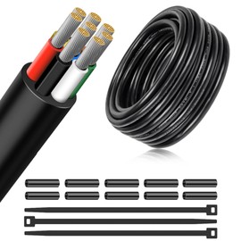 16 Gauge 8 Conductor Electrical Wire, 10 FT Low Voltage 16/8 Tinned Copper Stranded 8 Wire Cable, 16 AWG Black Flexible Extension Power Cord for Automotive,Sprinkler,Thermostat,Trailer,Irrigation Etc